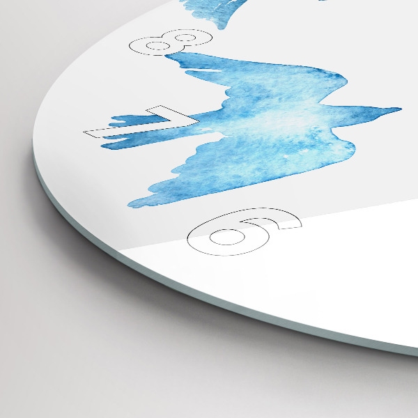 Zegar szklany okrągły Latające błękitne ptaki