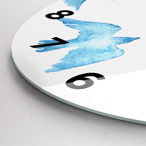 Zegar szklany okrągły Latające błękitne ptaki