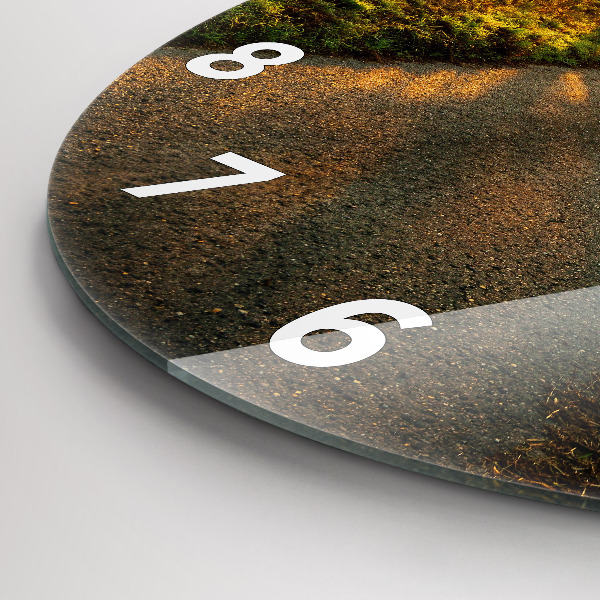 Zegar szklany okrągły Mgła o wschodzie słońca