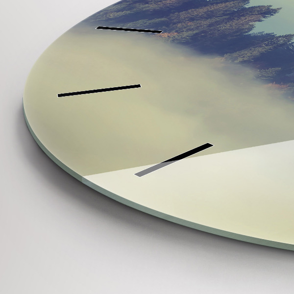 Zegar szklany okrągły Mglisty las orzeł