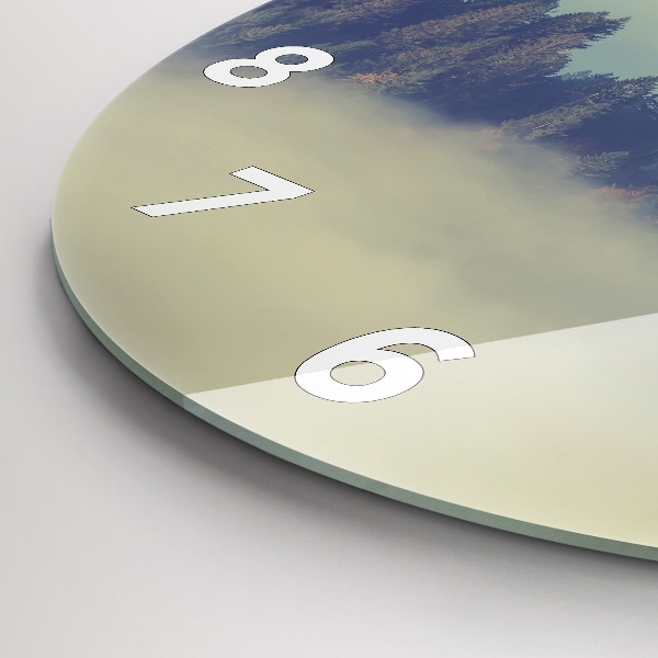 Zegar szklany okrągły Mglisty las orzeł