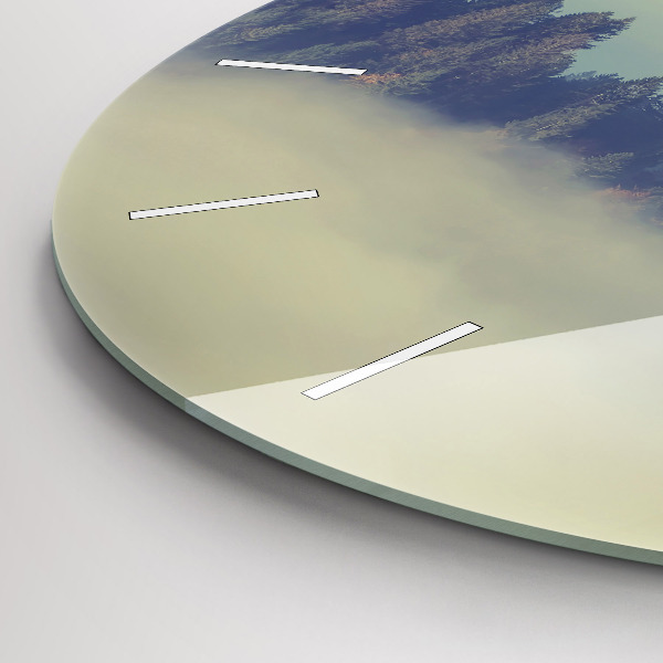 Zegar szklany okrągły Mglisty las orzeł