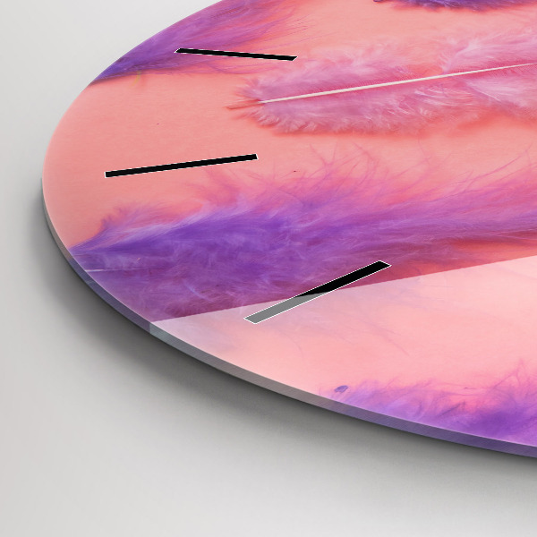 Zegar szklany okrągły Kolorowe pióra