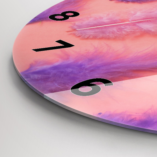 Zegar szklany okrągły Kolorowe pióra