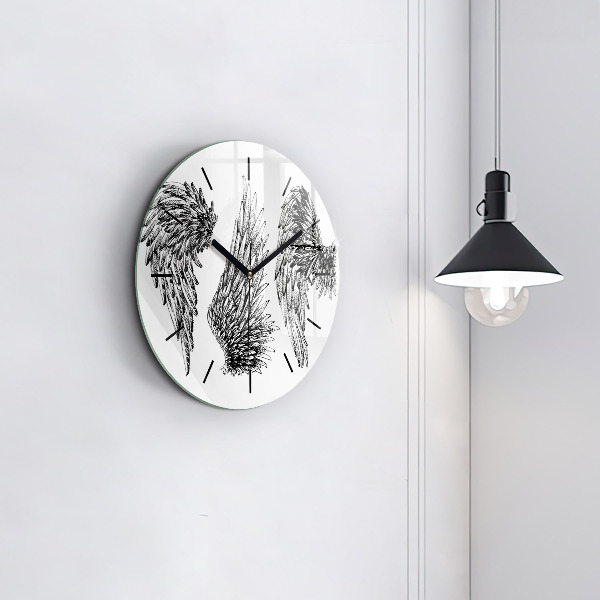 Zegar szklany okrągły Skrzydła anioła