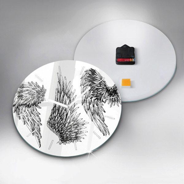 Zegar szklany okrągły Skrzydła anioła