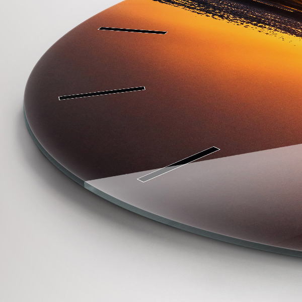 Zegar szklany okrągły Biegacz i zachód słońca