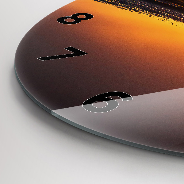 Zegar szklany okrągły Biegacz i zachód słońca