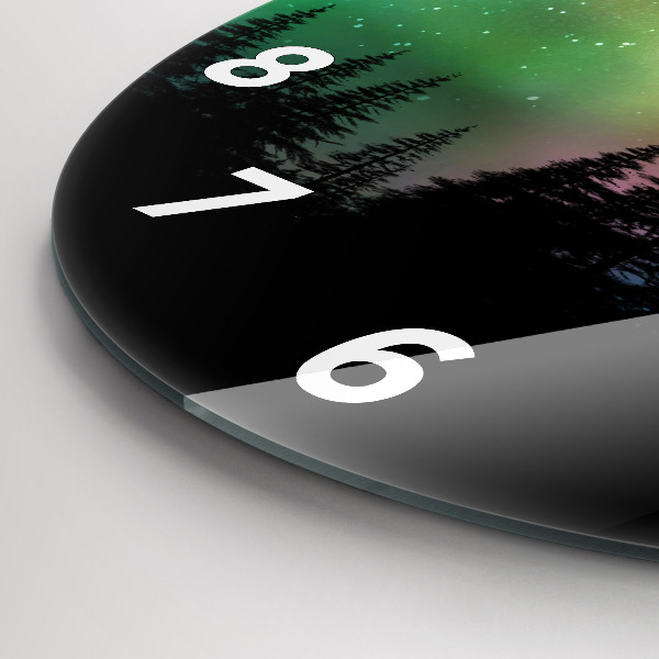 Zegar szklany okrągły Zorza polarna