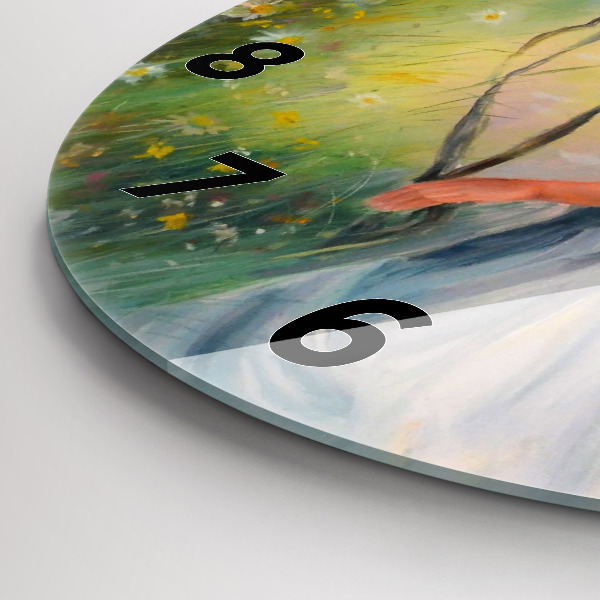 Zegar okrągły z nadrukiem Piękna kobieta z koniem