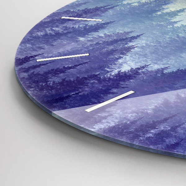 Zegar okrągły z nadrukiem Las we mgle