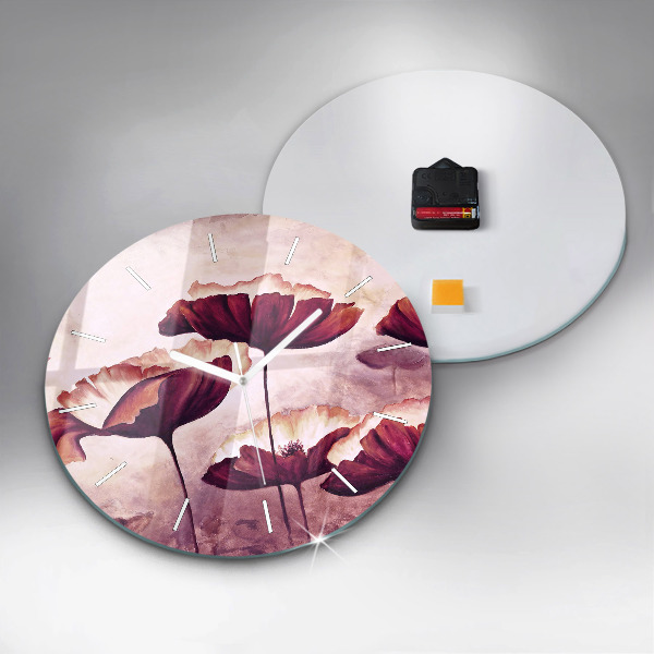 Zegar okrągły z nadrukiem Rozkwitające kwiaty maki