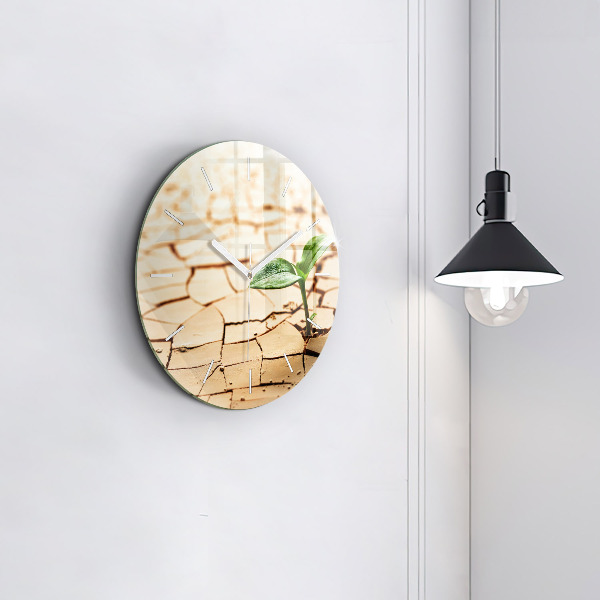 Zegar ścienny okrągły Roślina w suchej ziemi
