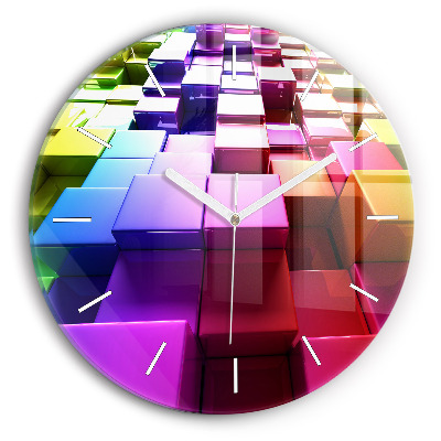 Zegar ścienny okrągły Kolorowe kostki