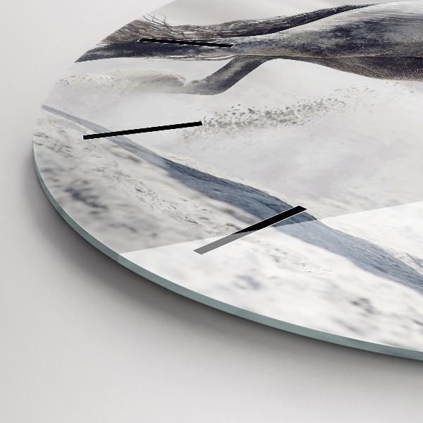 Zegar ścienny okrągły Galopujący biały koń