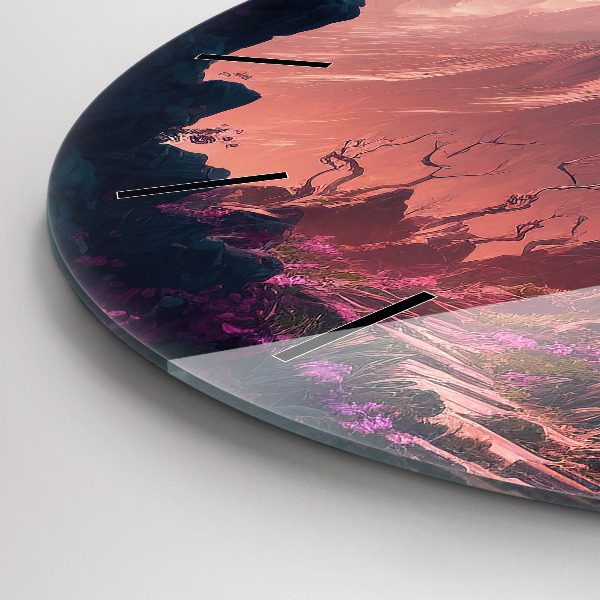 Zegar szklany okrągły Magiczny las i góry