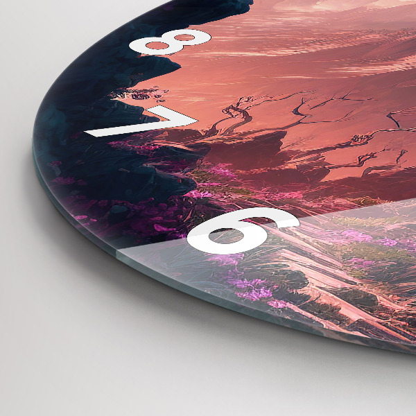 Zegar szklany okrągły Magiczny las i góry