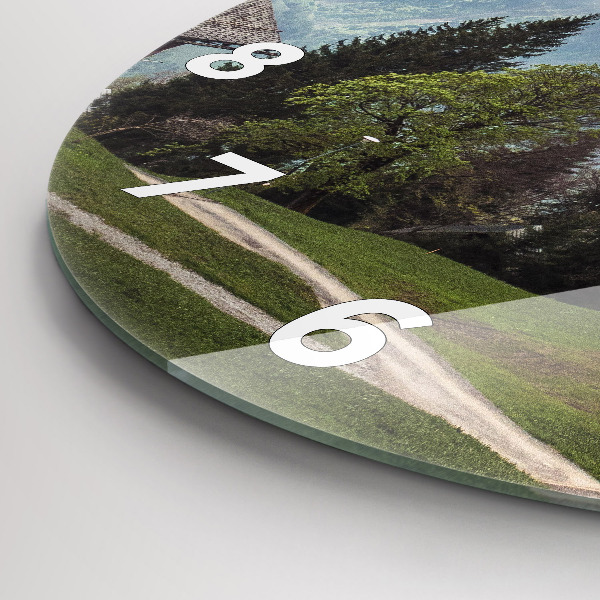 Zegar okrągły z nadrukiem Widok na góry