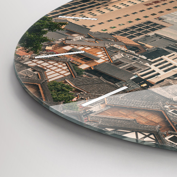 Zegar okrągły z nadrukiem Stare miasto w Chongqing