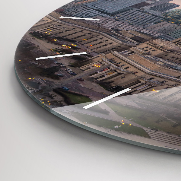 Zegar okrągły z nadrukiem Panorama Warszawy