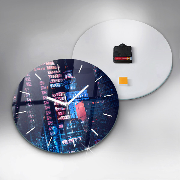 Zegar okrągły z nadrukiem Warszawa w nocy