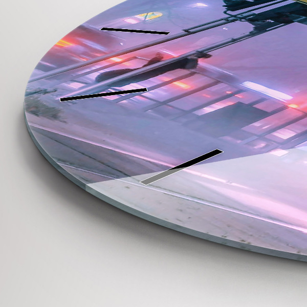 Zegar ścienny okrągły Warszawa we mgle