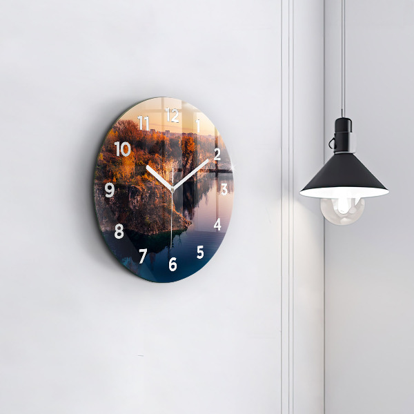 Zegar okrągły z nadrukiem Kraków jezioro Zakrzówek