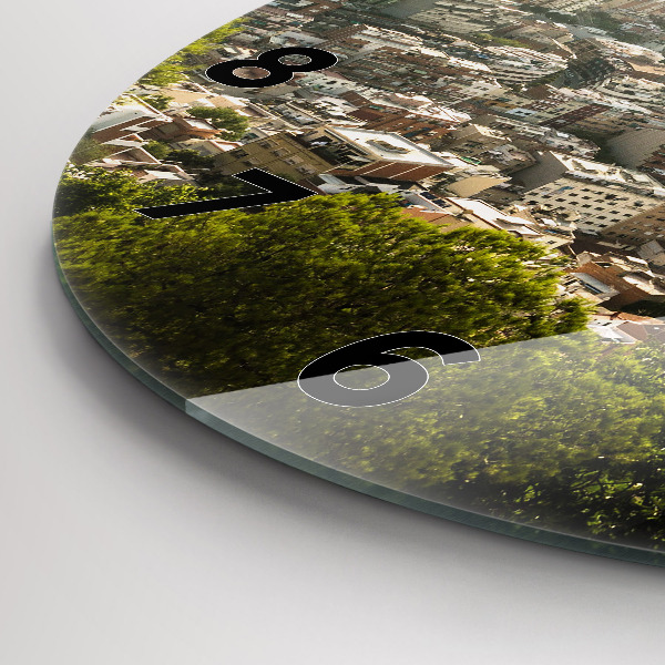 Zegar okrągły z nadrukiem Barcelona widok Montjuic