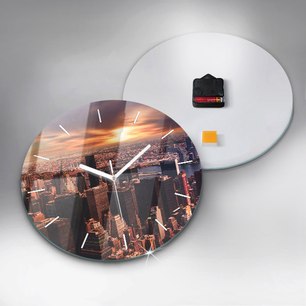 Zegar okrągły z nadrukiem Panorama miasta zachód