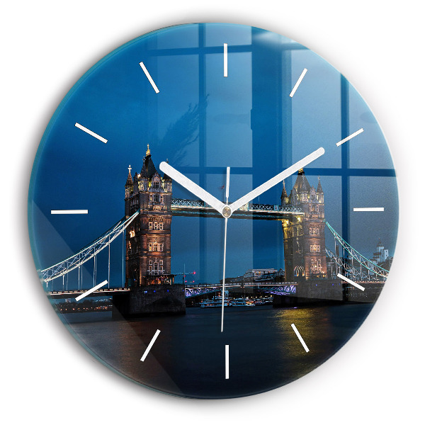 Zegar okrągły z nadrukiem Tower Bridge Londyn nocą