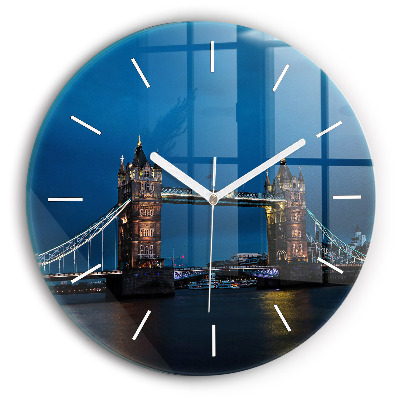 Zegar okrągły z nadrukiem Tower Bridge Londyn nocą
