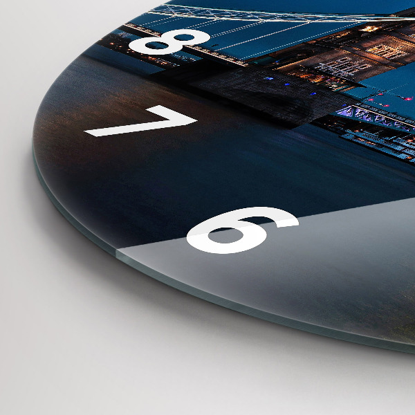 Zegar okrągły z nadrukiem Tower Bridge Londyn nocą