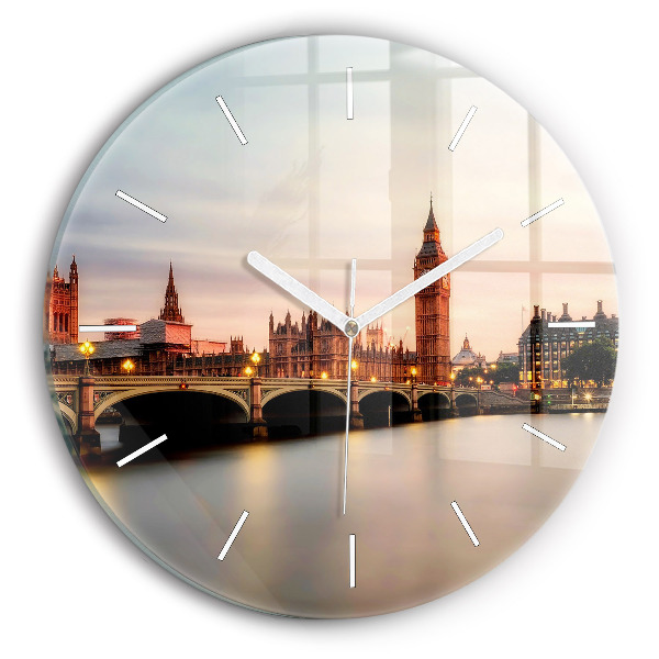 Zegar okrągły z nadrukiem Big Ben panorama Londynu