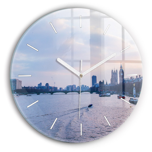 Zegar okrągły z nadrukiem London Eye panorama miasta