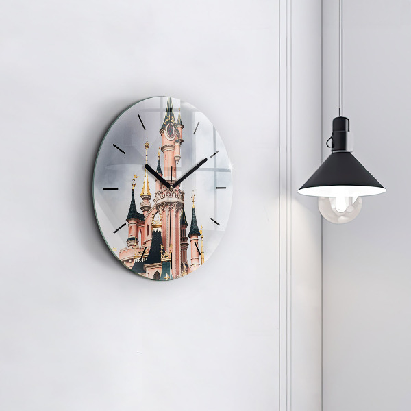 Zegar okrągły z nadrukiem Zamek Disneyland w Paryżu