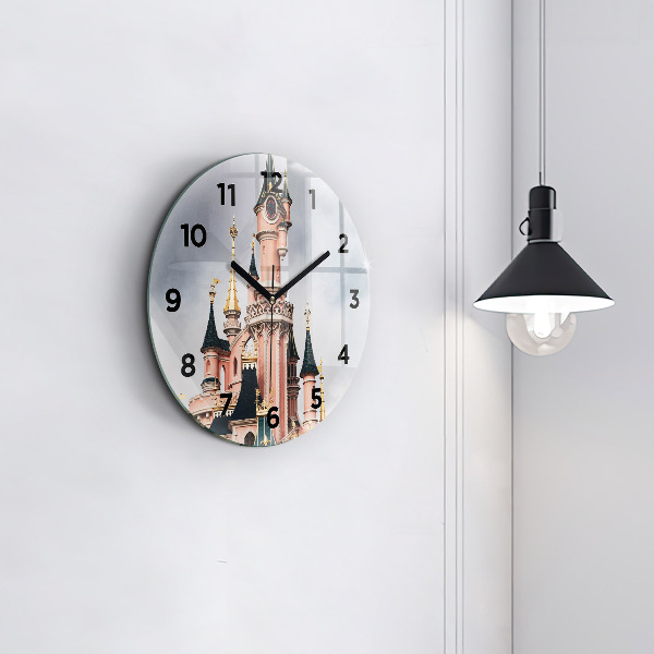 Zegar okrągły z nadrukiem Zamek Disneyland w Paryżu