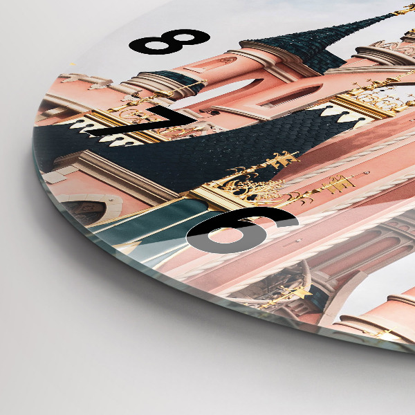 Zegar okrągły z nadrukiem Zamek Disneyland w Paryżu