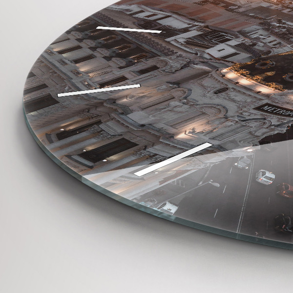 Zegar okrągły z nadrukiem Miasta o zachodzie słońca