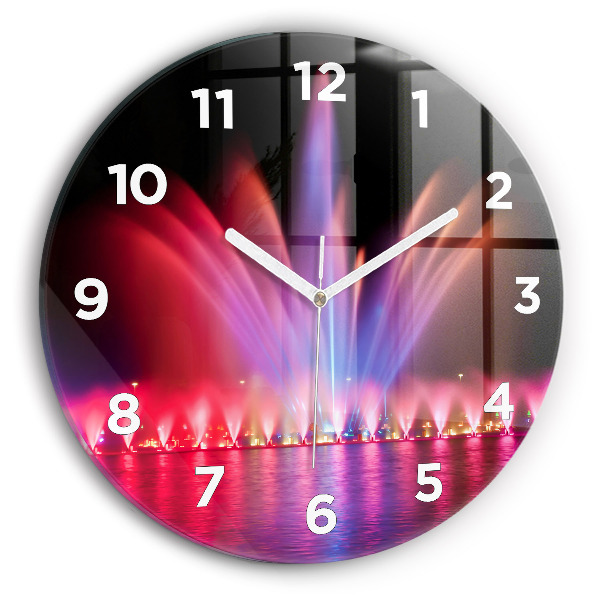 Zegar ścienny okrągły Wrocławska fontanna nocą