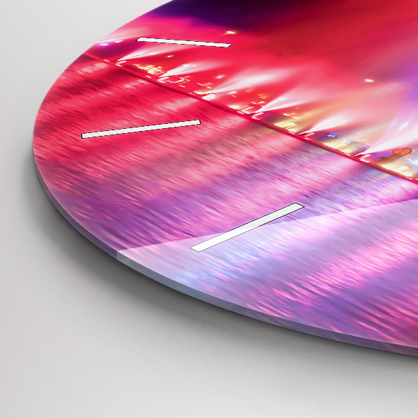 Zegar ścienny okrągły Wrocławska fontanna nocą