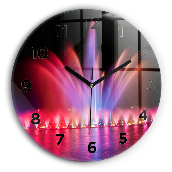 Zegar ścienny okrągły Wrocławska fontanna nocą