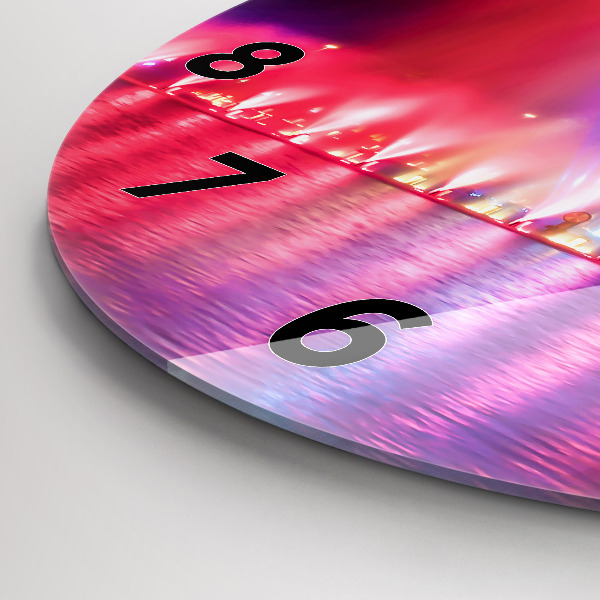 Zegar ścienny okrągły Wrocławska fontanna nocą