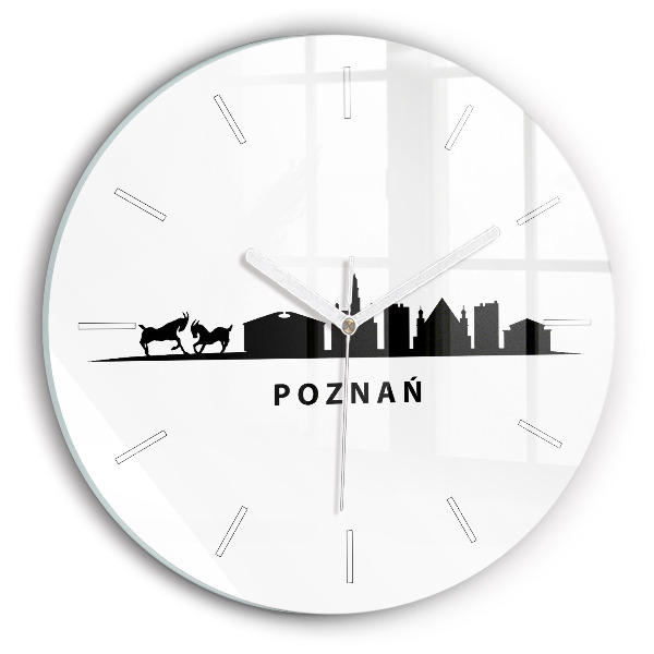 Zegar szklany okrągły Poznań panorama grafika