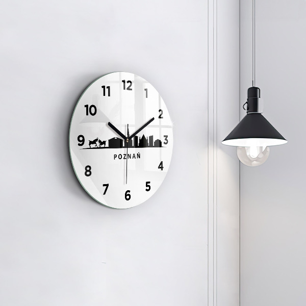 Zegar szklany okrągły Poznań panorama grafika