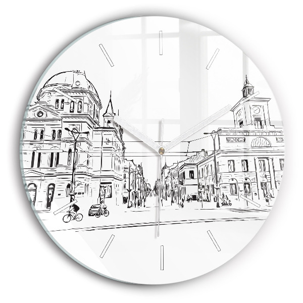 Zegar szklany okrągły Ilustracja miasta Poznań