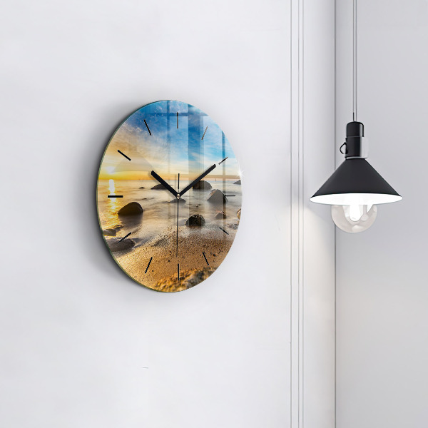 Zegar okrągły Wschód słońca Morze Bałtyckie