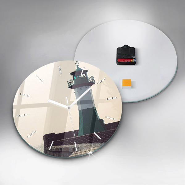Zegar okrągły z nadrukiem Latarnia morska i morze