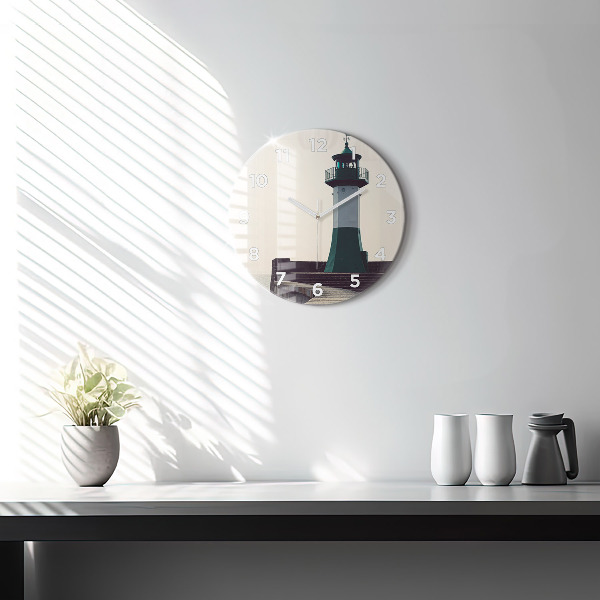 Zegar okrągły z nadrukiem Latarnia morska i morze