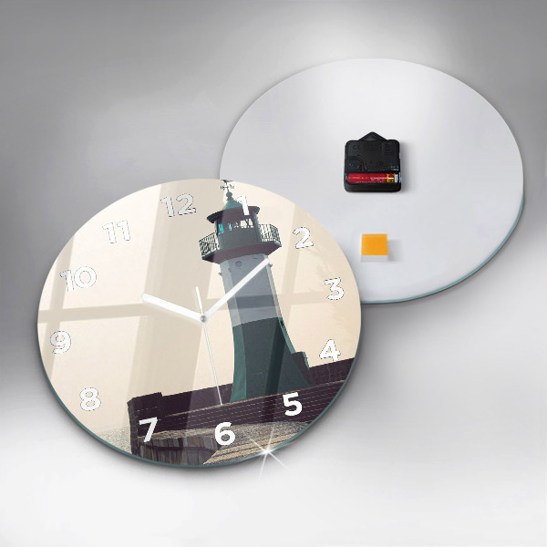 Zegar okrągły z nadrukiem Latarnia morska i morze