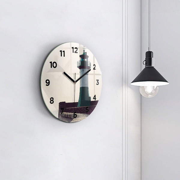 Zegar okrągły z nadrukiem Latarnia morska i morze